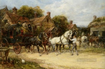 Cambio de caballos Heywood Hardy montar a caballo Pinturas al óleo